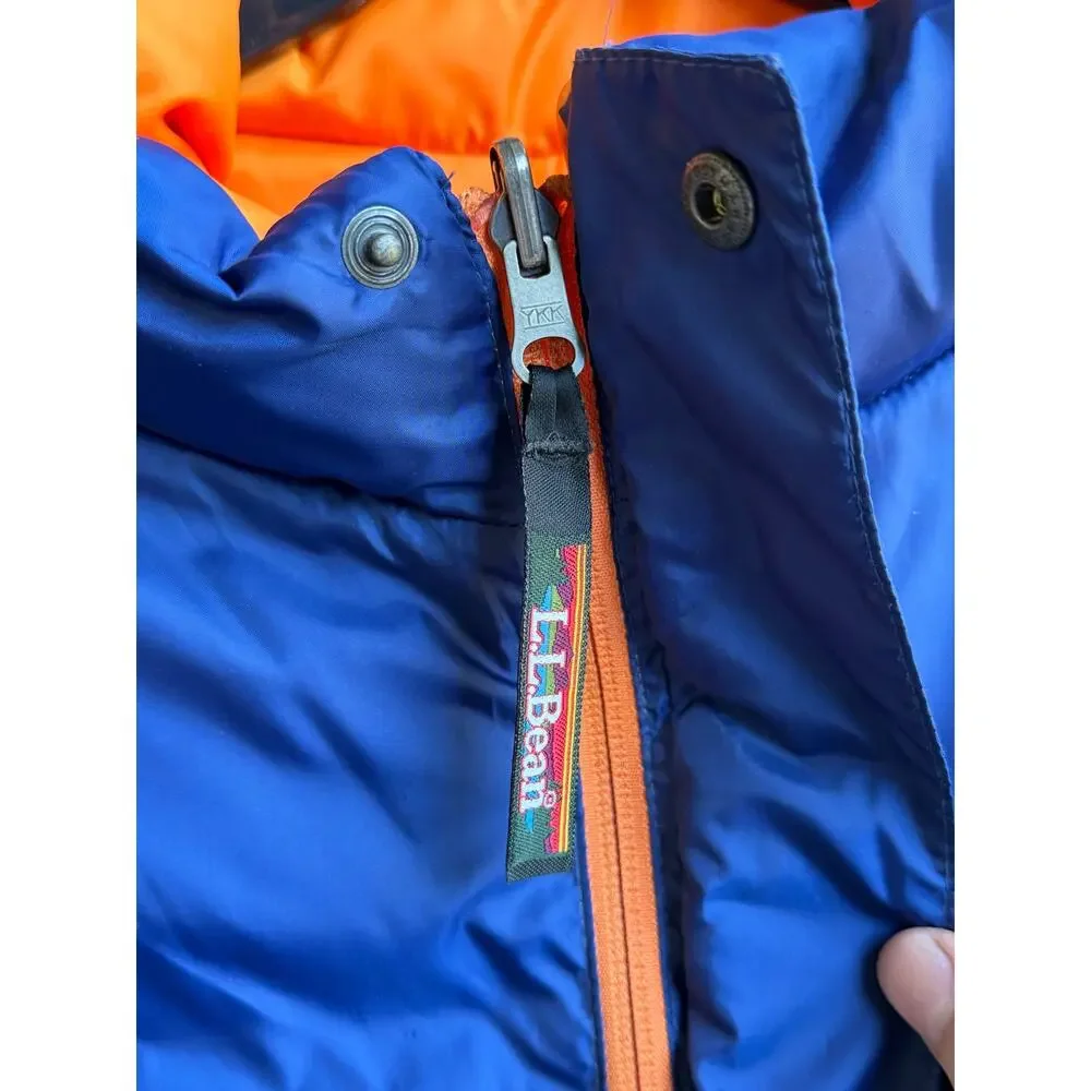 L.L. Bean Men's Goose Down Insulated Puffer Vest – Blue / Orange – Size Large